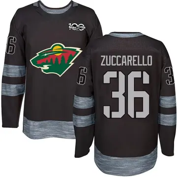 Men's Mats Zuccarello Minnesota Wild ＃36 Authentic Black 1917-2017 100th Anniversary Jersey